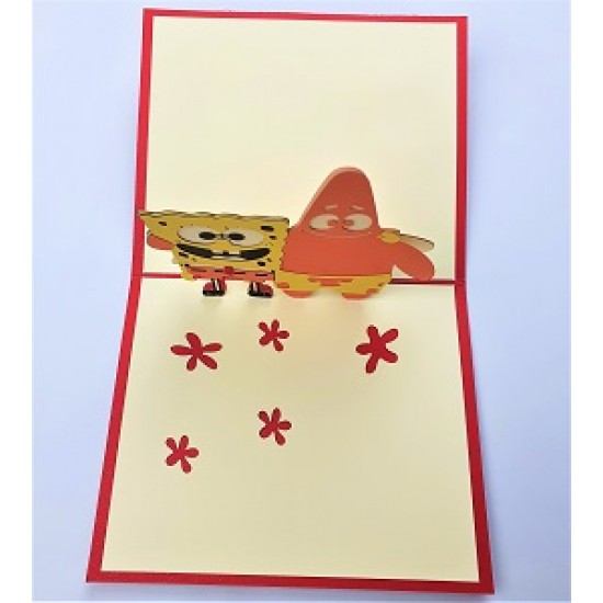 Handmade 3d Pop Up Birthday Card Spongebob Squarepants Patrick Star Animated Tv Cartoon Comic Kid Child Gift Wedding Anniversary,valentines